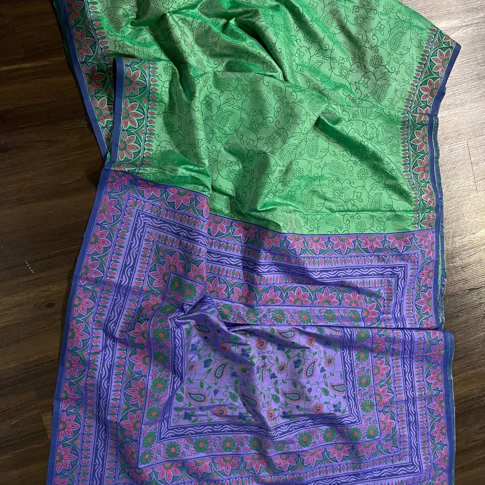 Block Printed Silk Saree
